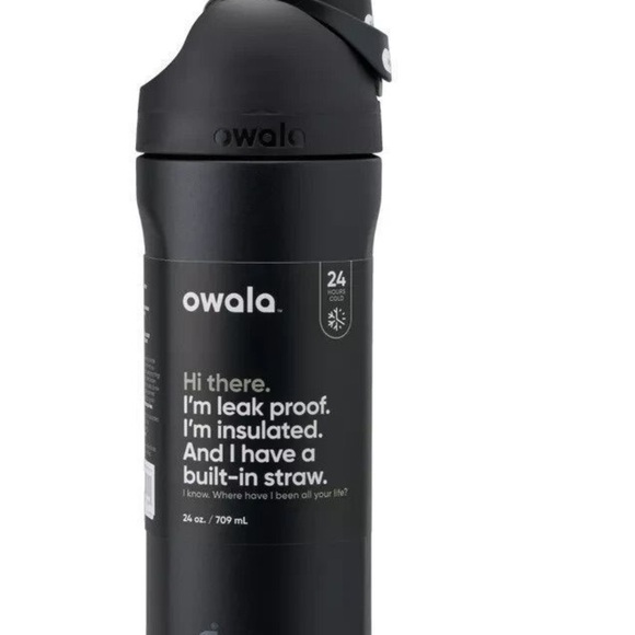 Owala Black Insulated Water Bottle with Built-in Straw - Picture 1 of 2